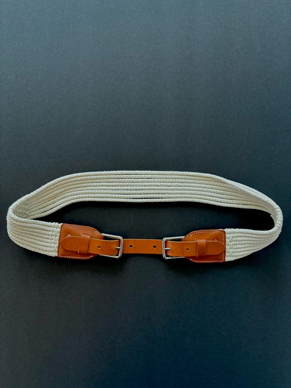 J. Crew Women's Double-Buckle Leather & Rope Belt